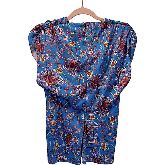 PRABAL GURUNG COLLECTIVE Floral Twist Front Satin Top Size 2 - Picture 5 of 7